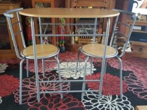 oval brown and gray table with chairs set