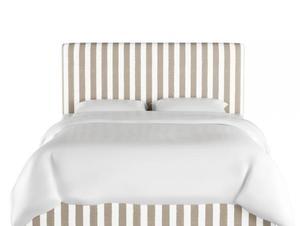 California King Olivia Upholstered Bed Taupe/White Stripe